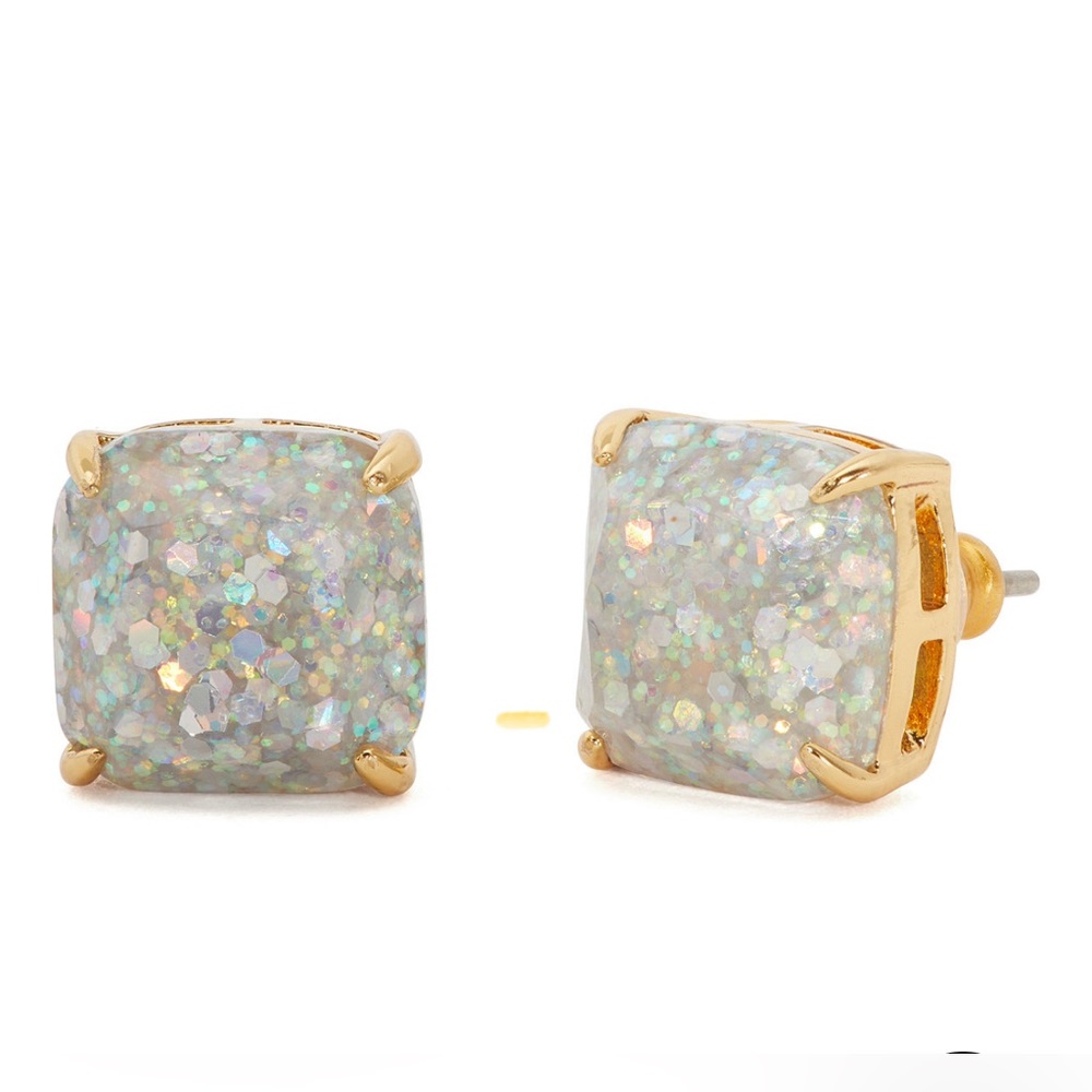 NWT! Kate Spade New York Gold-Tone Square Glitter Stone Earrings